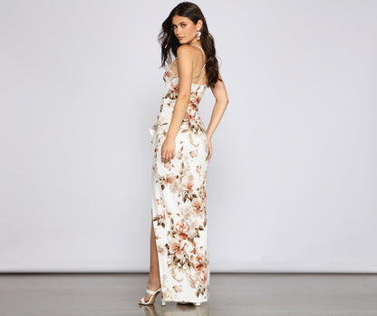 Nicole High-Slit Stylish Floral Formal Dress