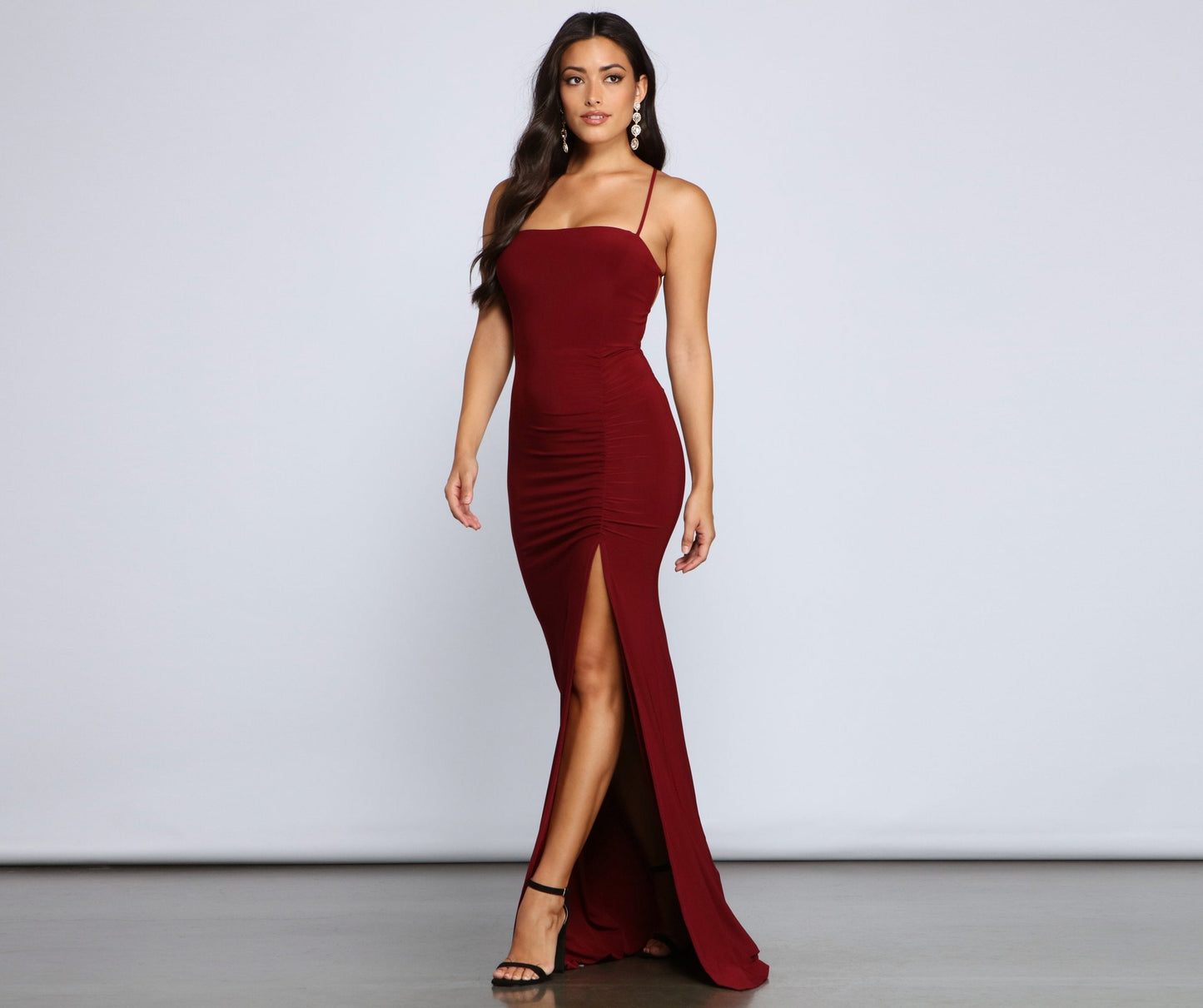 Gia Lace-Up Formal High-Slit Dress - Lady Occasions