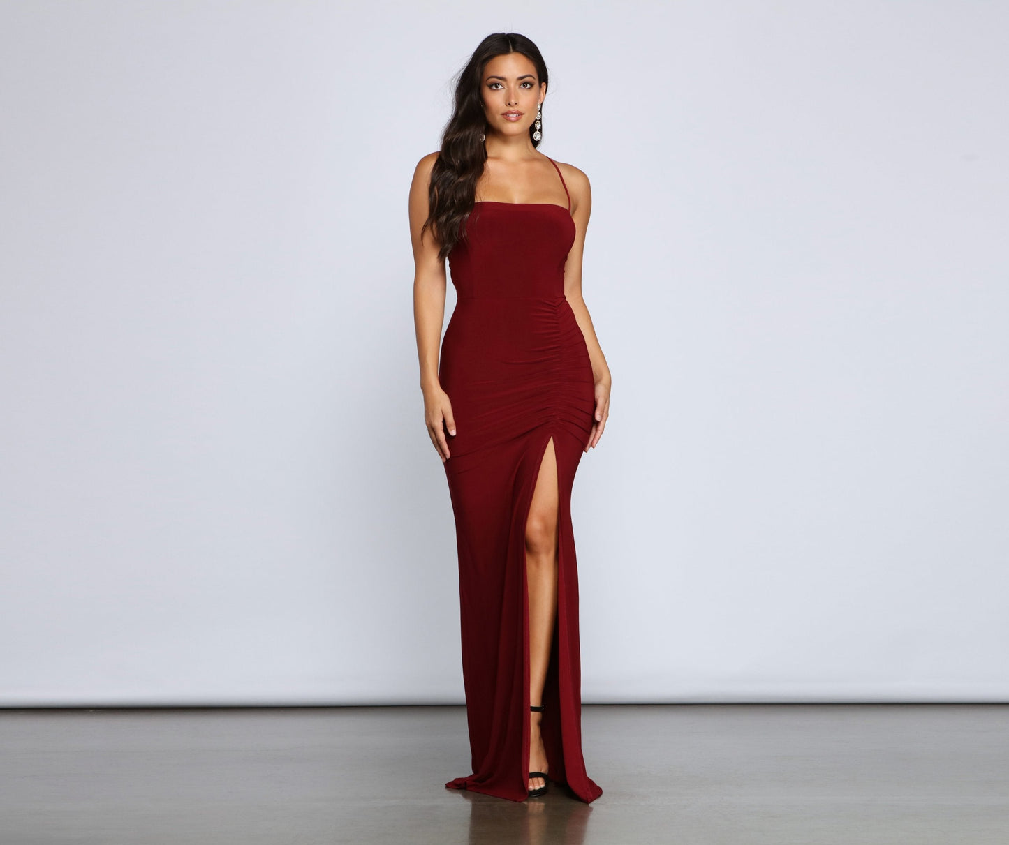 Gia Lace-Up Stylish Formal High-Slit Dress