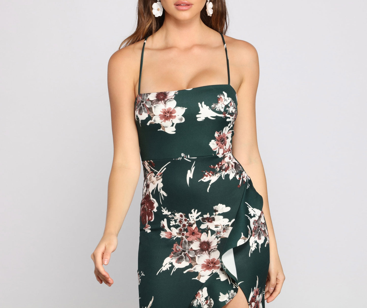 Marianna High Stylish Slit Floral Dress