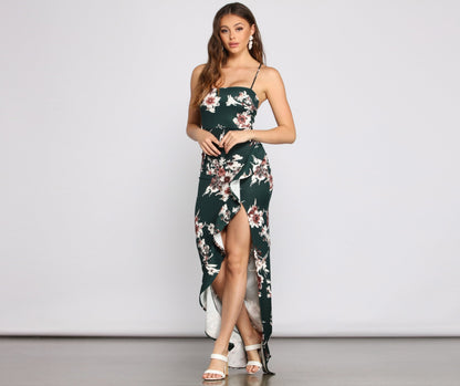 Marianna High Slit Floral Dress - Lady Occasions