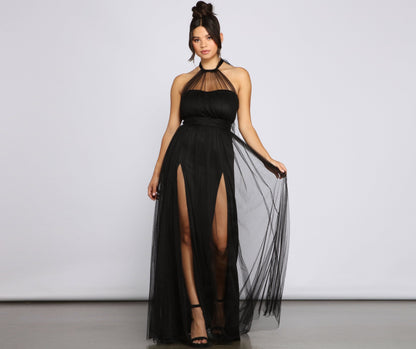 Charlie Formal Double Charming Slit A-Line Dress