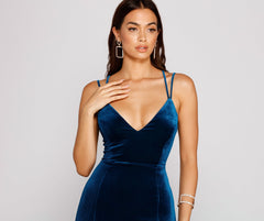 Yamileth Formal Lace Charming Up Velvet Dress