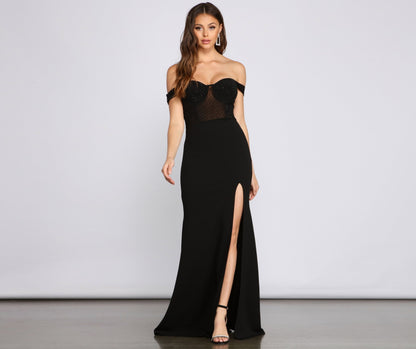 Elandra Formal Off The Shoulder Heat Stone Dress - Lady Occasions