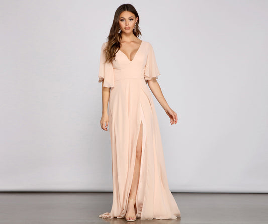 Greta Formal High Slit Chiffon Dress - Lady Occasions