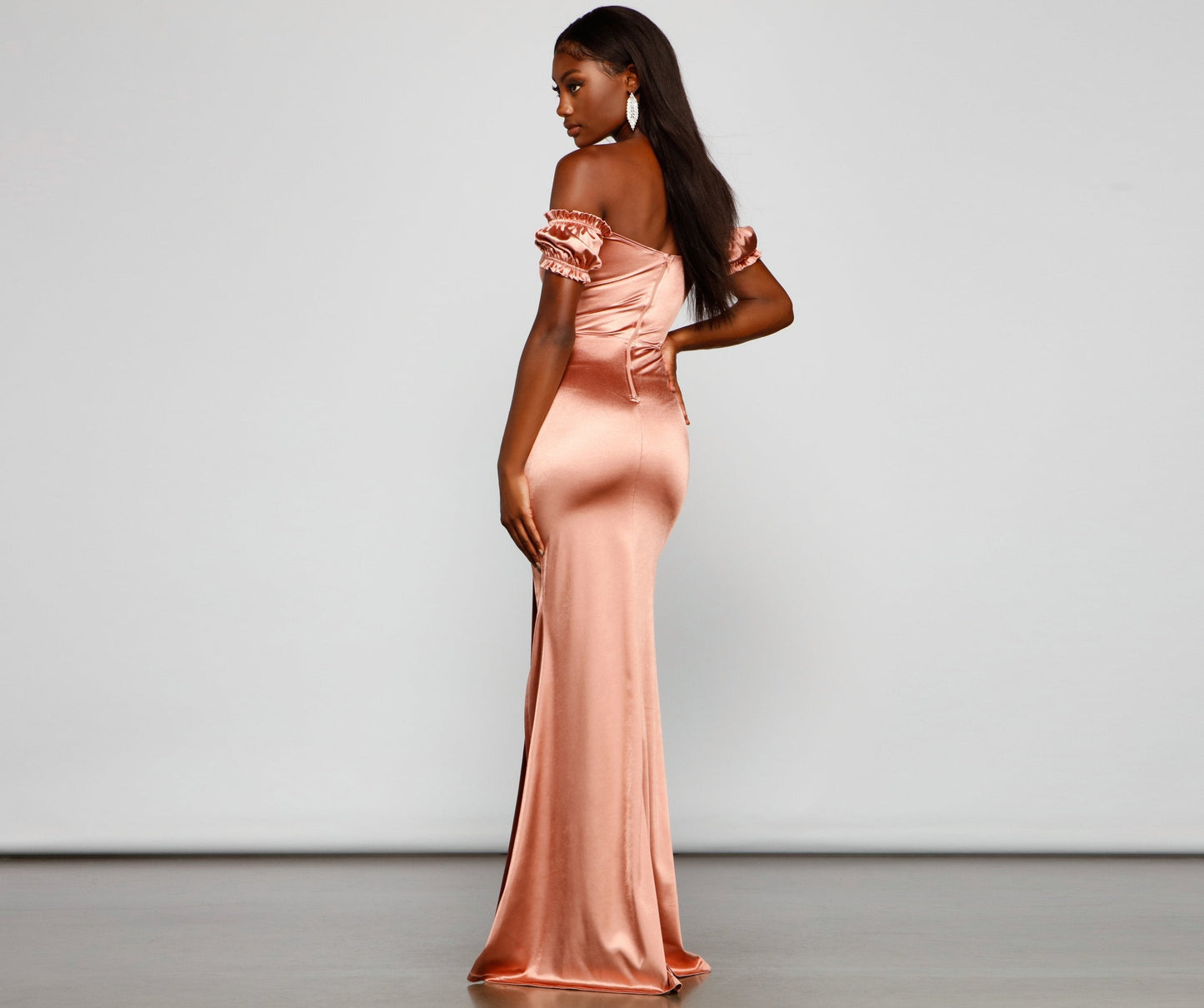 Capri Formal High Charming Slit Satin Dress