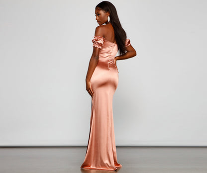 Capri Formal High Charming Slit Satin Dress