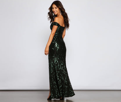 Willow Sequin Stylish Scroll Formal Dress