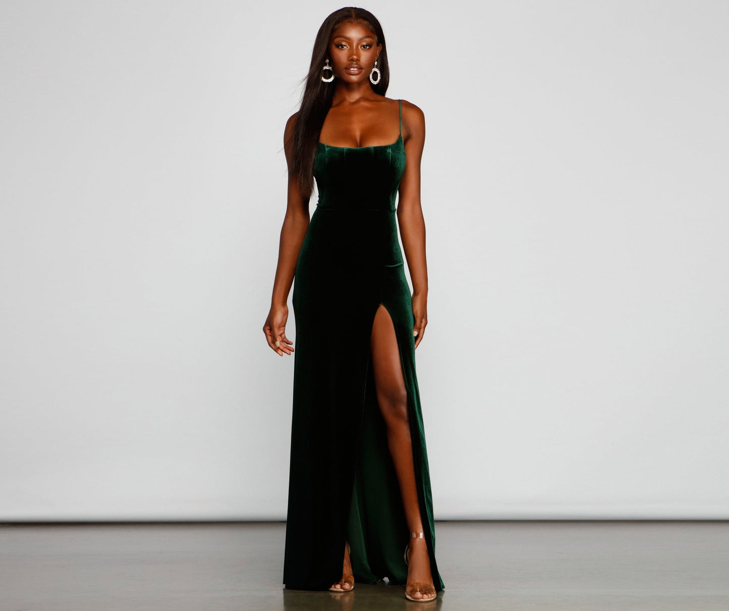 Liv Formal High Slit Velvet Dress - Lady Occasions