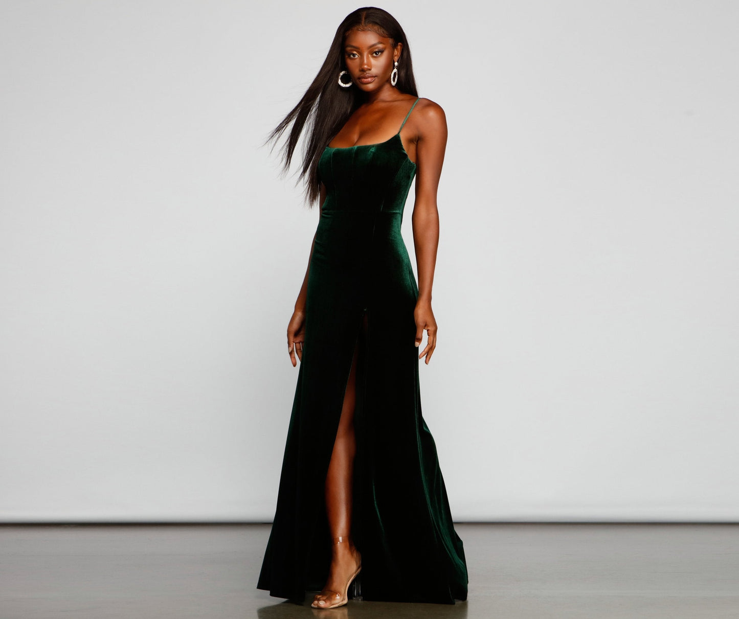 Liv Formal High Charming Slit Velvet Dress