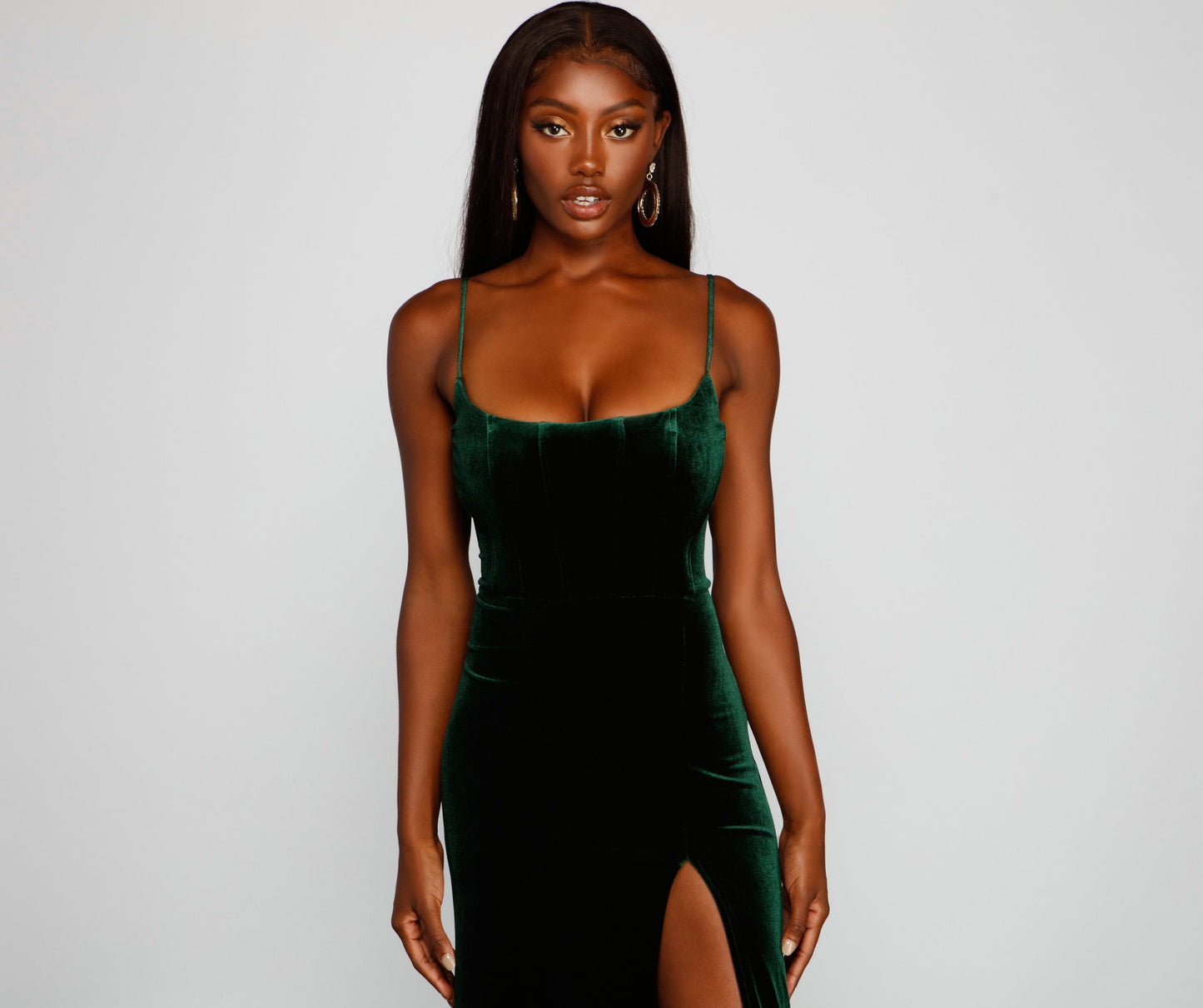 Liv Formal High Charming Slit Velvet Dress