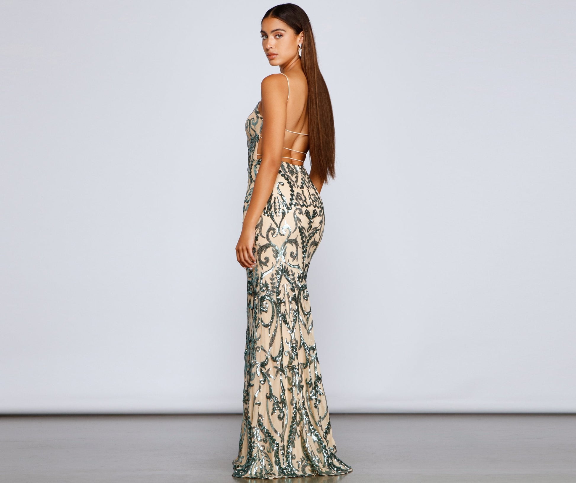 Luana Formal Open Back Sequin Dress - Lady Occasions