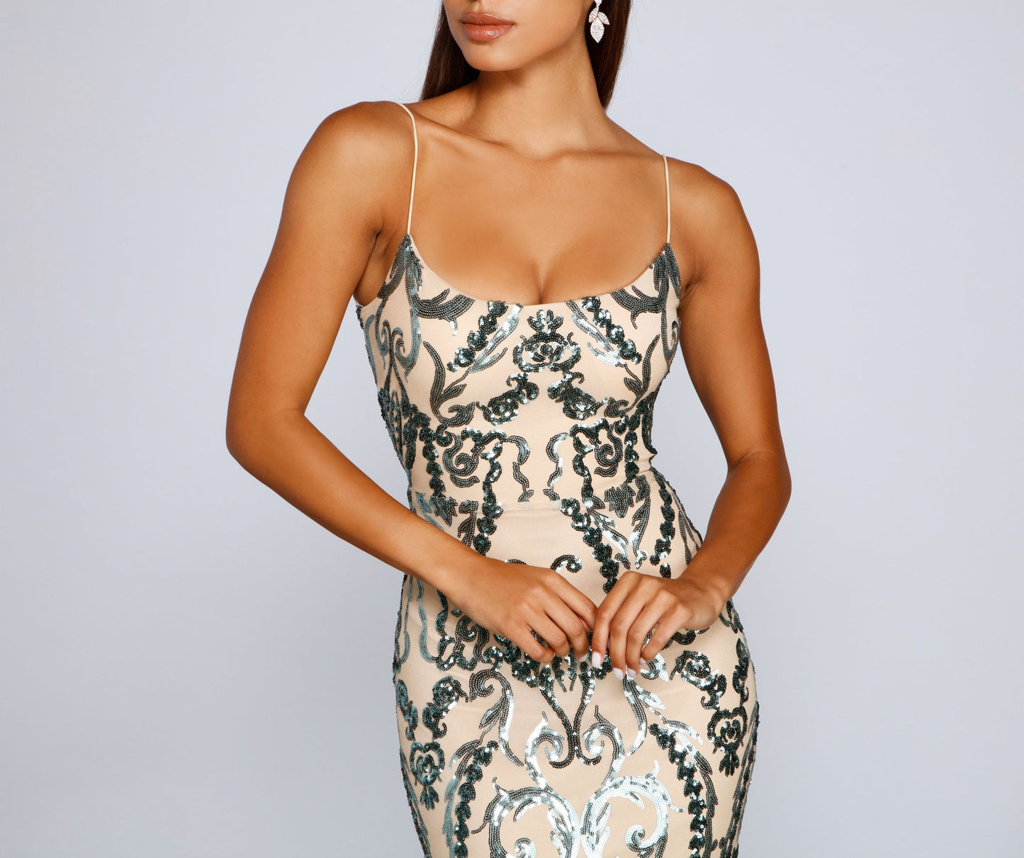 Luana Formal Open Charming Back Sequin Dress