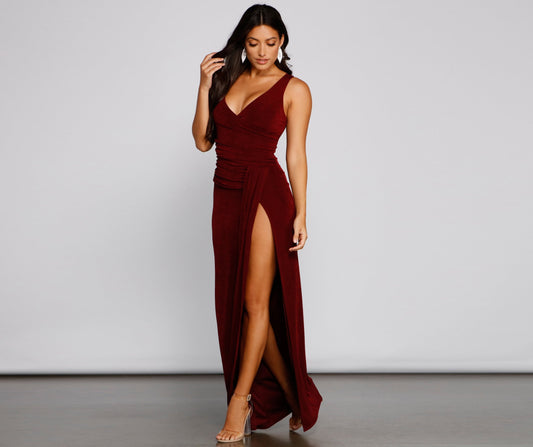 Serena Formal High Charming Slit Lurex Dress