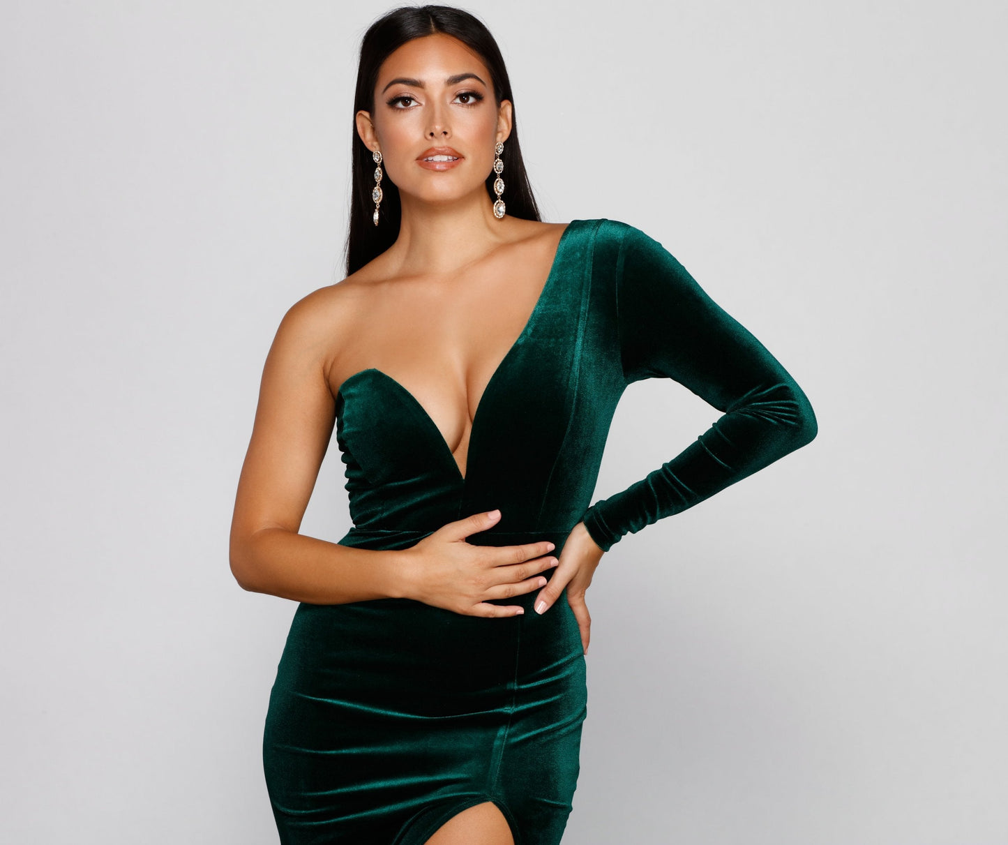 Cheyenne Formal One Charming Shoulder Velvet Dress