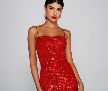 Fatima Sequin Cowl Charming Neck Bodycon Formal Dress