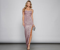 Fatima Sequin Cowl Neck Bodycon Formal Dress - Lady Occasions