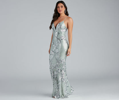 Vee Formal Stylish Sequin Mermaid Dress