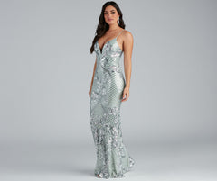 Vee Formal Stylish Sequin Mermaid Dress