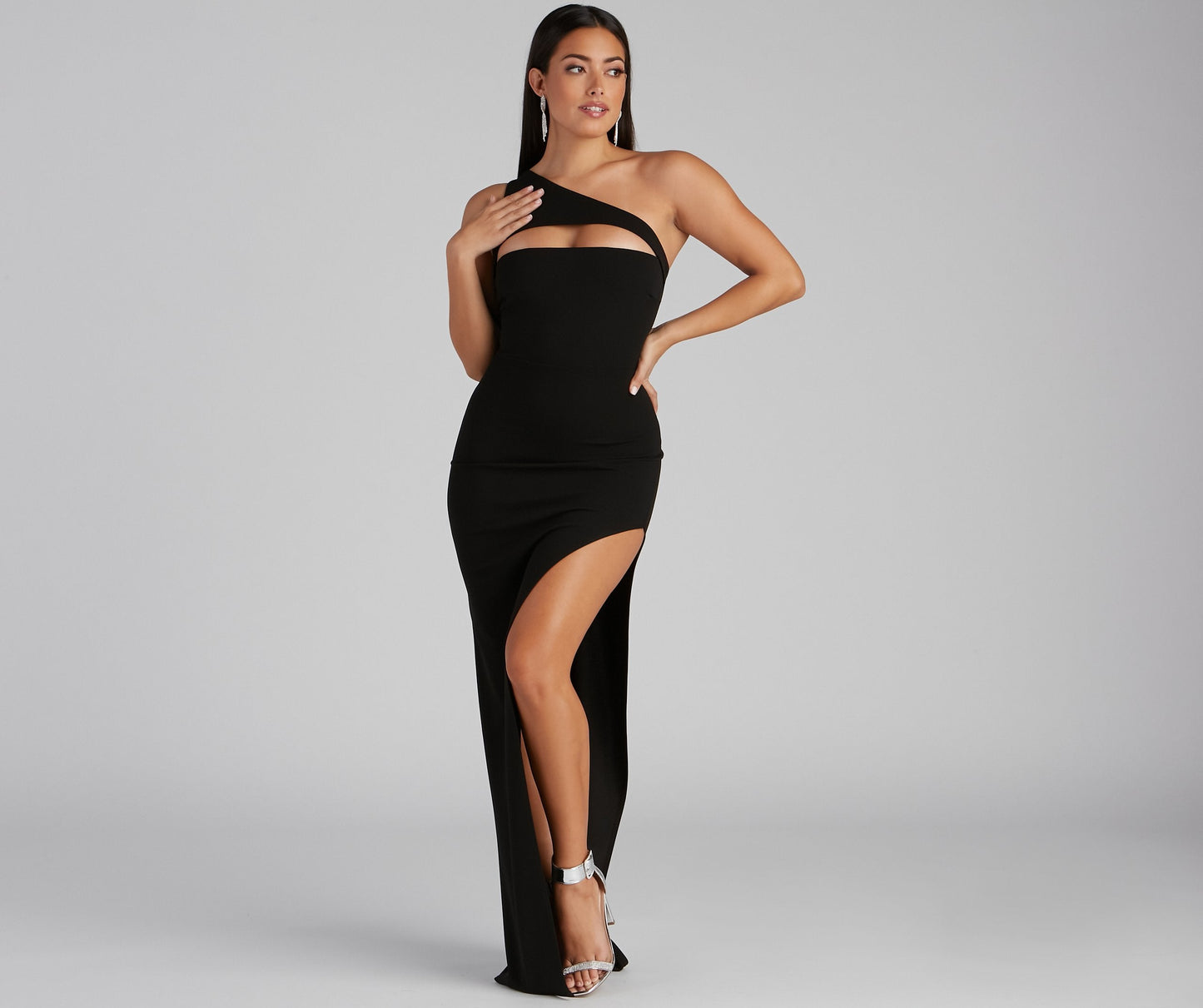 Mayven One Shoulder Charming Cutout Slit Formal Dress