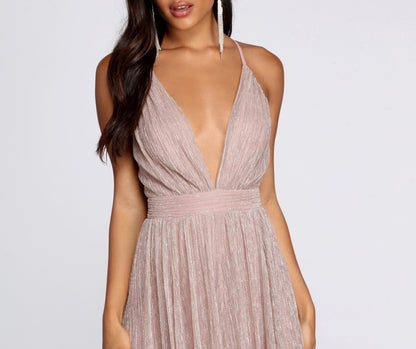 Haley Formal Stylish Shimmering Metallic Dress