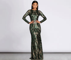 Alexandria Formal Stylish Sequin Scroll Dress