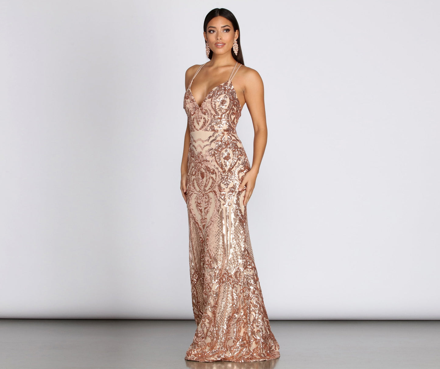 Julieanne Formal Stylish Sequin Scroll Dress