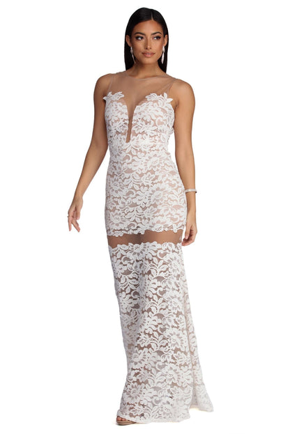 Katherine Formal Illusion Lace Dress - Lady Occasions