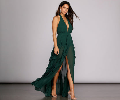 Delena Formal Stylish Chiffon Tendril Dress