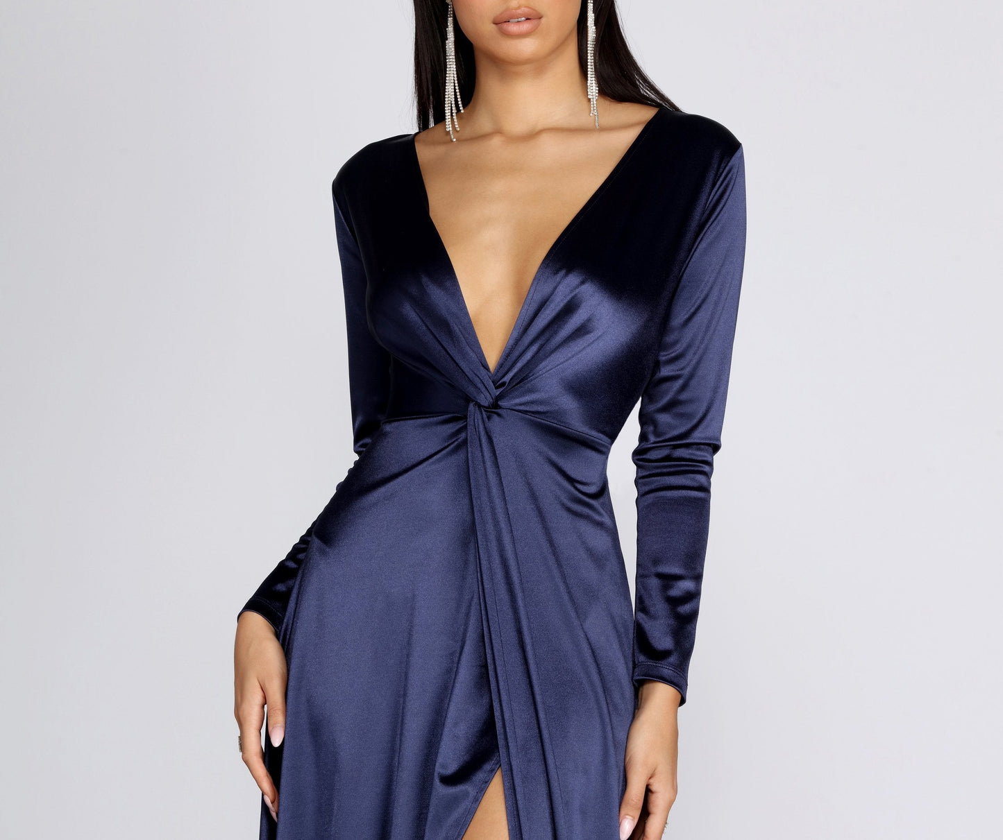 Cynthia Satin Stylish Slit Formal Dress