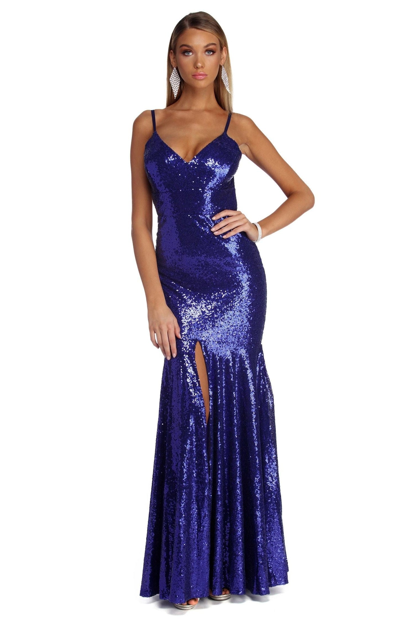 Janessa Open Stylish Back Sequin Dress