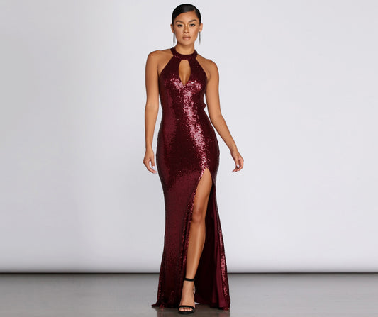 Jena Formal Sequin High Slit Dress - Lady Occasions