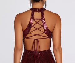 Jena Formal Sequin Charming High Slit Dress