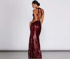 Jena Formal Sequin Charming High Slit Dress
