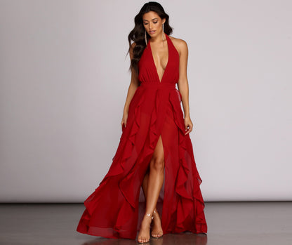 Delena Formal Stylish Chiffon Tendril Dress