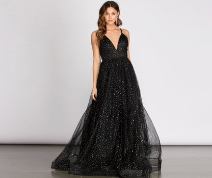 Vanessa V Neck Tulle Gown - Lady Occasions