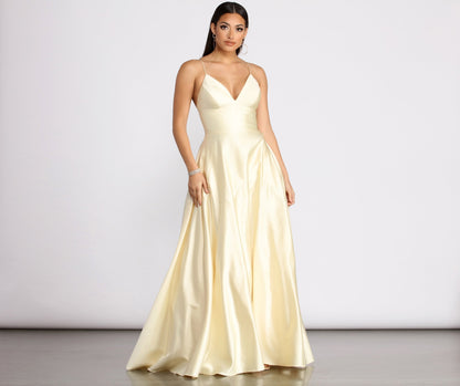 Mary-Kate Satin Ball Gown - Lady Occasions