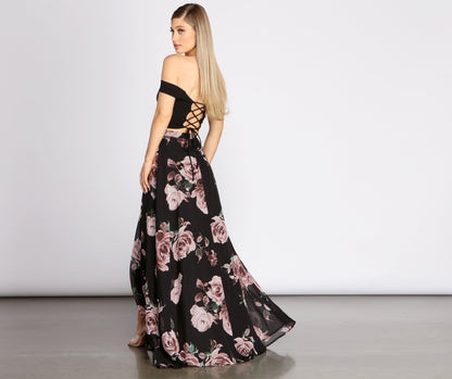 Flora Floral Stylish Two Piece Dress