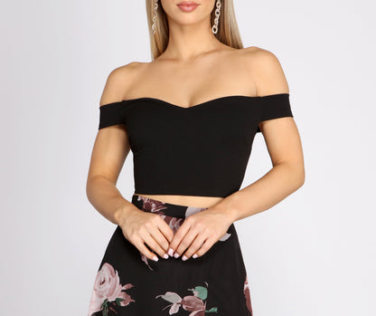 Flora Floral Stylish Two Piece Dress