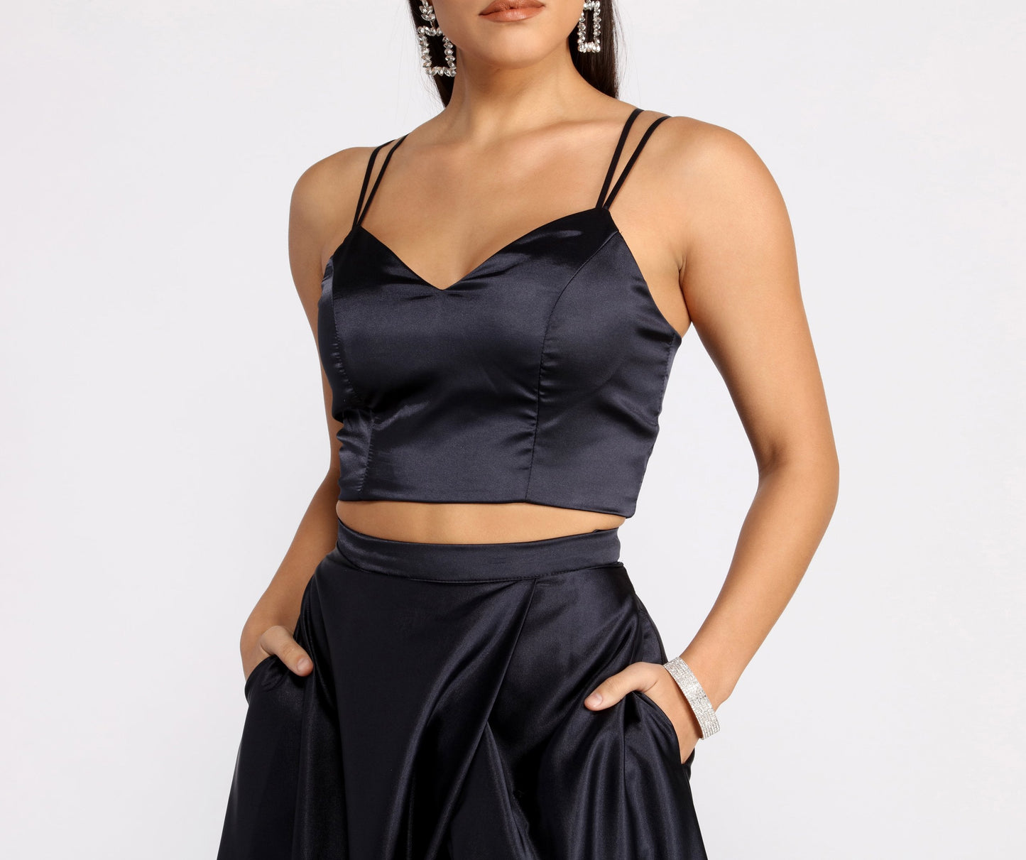 Naomi Satin Stylish Two Piece Dress