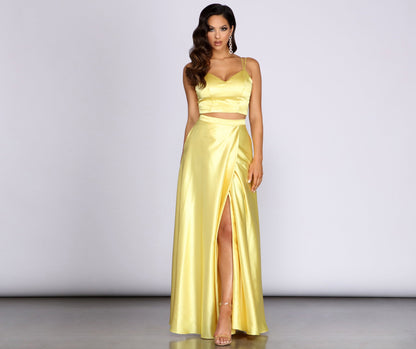 Naomi Satin Two Piece Dress - Lady Occasions