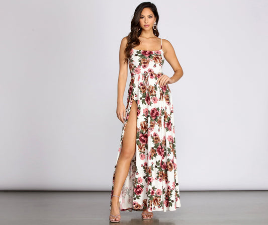 Fab In Floral Brushed Knit Maxi Dress - Lady Occasions