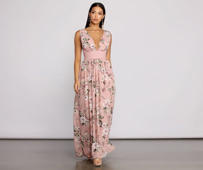 Floral Beauty Sleeveless Chiffon Maxi Dress - Lady Occasions