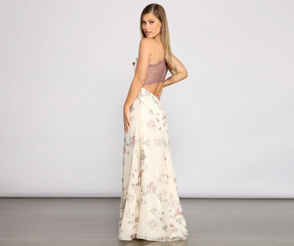 Floral Romance Stylish Chiffon Maxi Dress