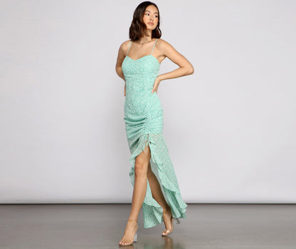 Flowy And Chic Charming Floral Chiffon Maxi Dress