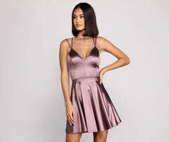 Satin Sophistication Skater Dress - Lady Occasions