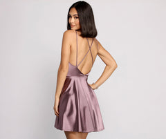 Satin Sophistication Stylish Skater Dress