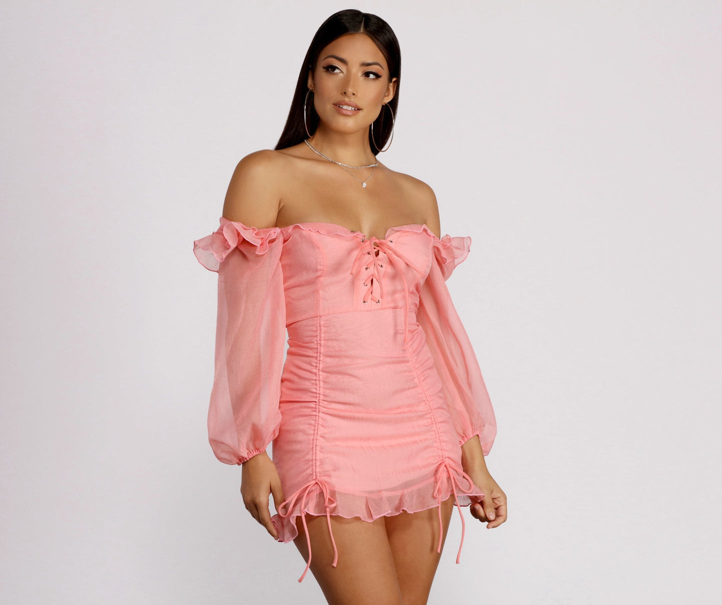 Lace Be Real Charming Organza Sleeve Mini Dress