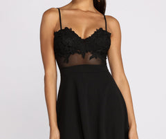 Sweet Chic Lace Charming Mesh Skater Dress