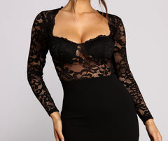 Sweet Appeal Crepe Charming and Lace Mini Dress